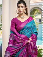Shree Shyam Fashion Pochampalli Silk Sky Blue Saree - Distacart