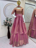 Teeya Creation Pink Color Fendy Satin Heavy Embroidery Work Wedding Wear Stitched Lehenga Choli - Distacart