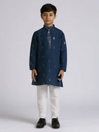 Joban Fashion Kids Island Traditional Ethnic Wear with Silk Sequence Embroidery Full Sleeves Kurta and Pyjama Set - Blue - Distacart