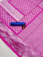 DEIANA'S Beautiful Designer Golden zari Soft Lichi Silk Saree - Pink