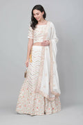 Pearl White Georgette Sequins Embroidery with Mirror work Lehenga Choli with Dupatta - Jivika