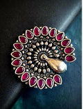 Joban Fashion Peacock Shape Monalisa Stone Silver Plated Ring