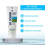 VI-JOHN Dermatologically Tested Premium Claming Aqua Shaving Cream Enriched with Aloevera & Almond Oil free From Silicone,Paraben & Mineral Oil