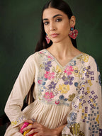 Sangria Embroidered & Digital Printed Kurta & Trousers with Dupatta