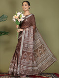 Shree Shyam Fashion Cotton Brown Saree - Distacart