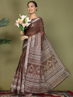 Shree Shyam Fashion Cotton Brown Saree - Distacart