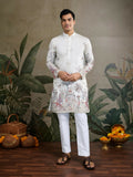 Vastranavya White Exclusive Festival Wear Viscose Silk Thread & Sequence Embroidered Work Kurta
