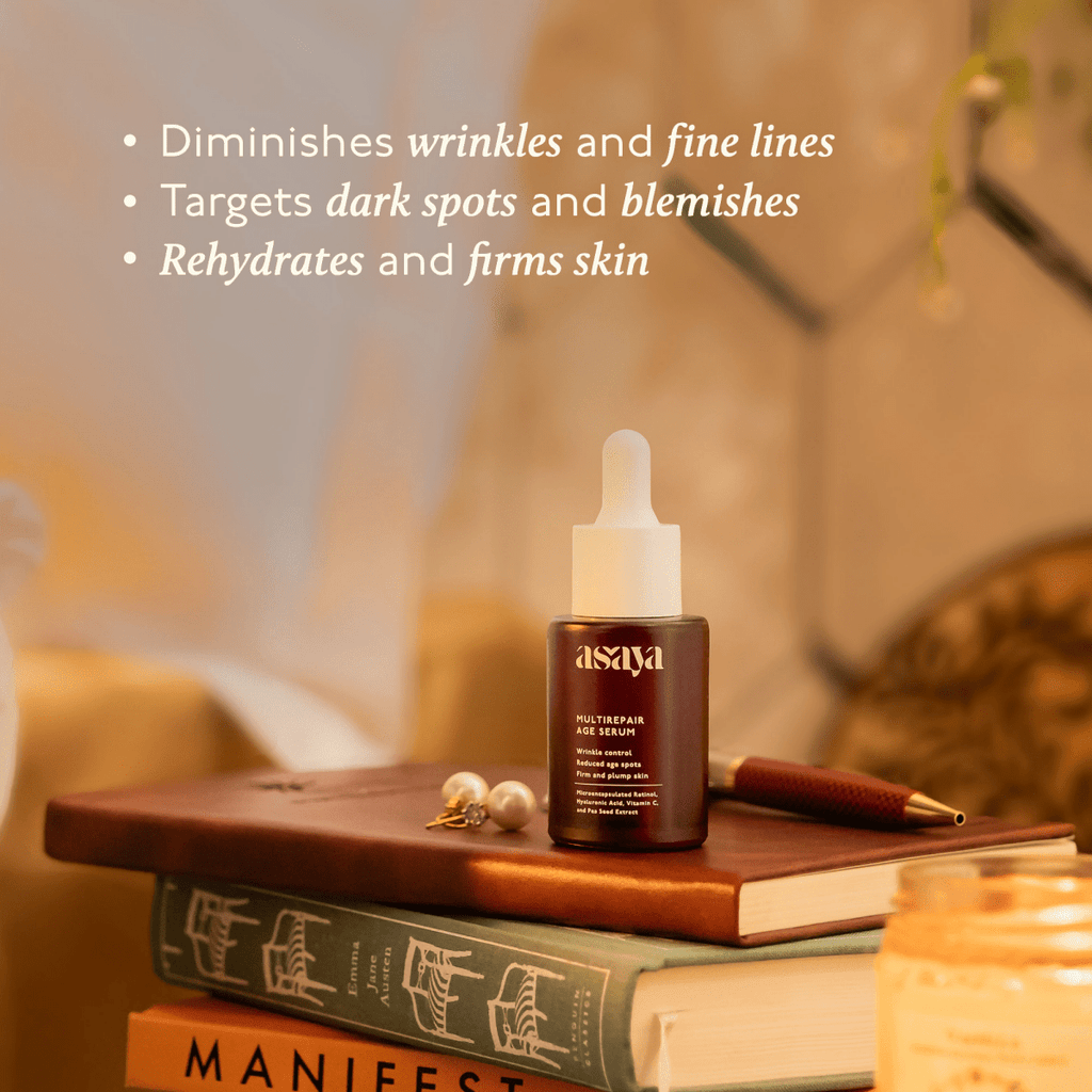 Asaya 0.2% Retinol Peptide Night Serum, Beginner Friendly Anti Aging Face Serum With Vit C