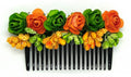 Green & Orange Flower Hair Comb