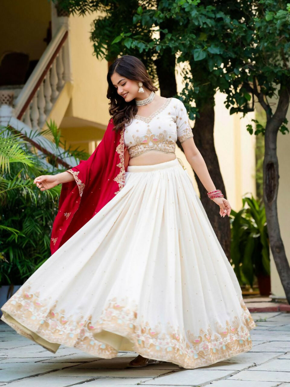 Lehenga Mart Designer Indian Wedding Lehenga Choli-White - Distacart
