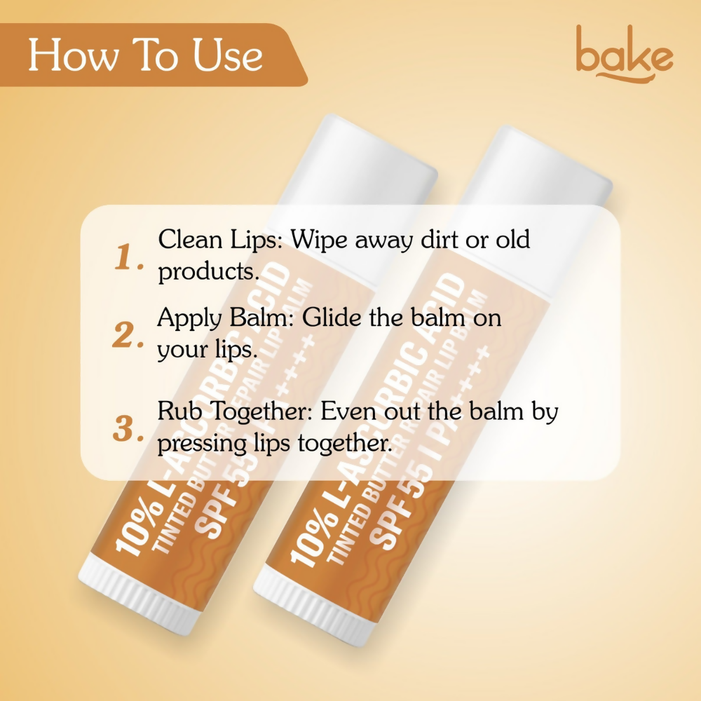 Bake 10% L-Ascorbic Acid Tinted Butter Brightening Lip Balm SPF 55 PA++++ - Distacart