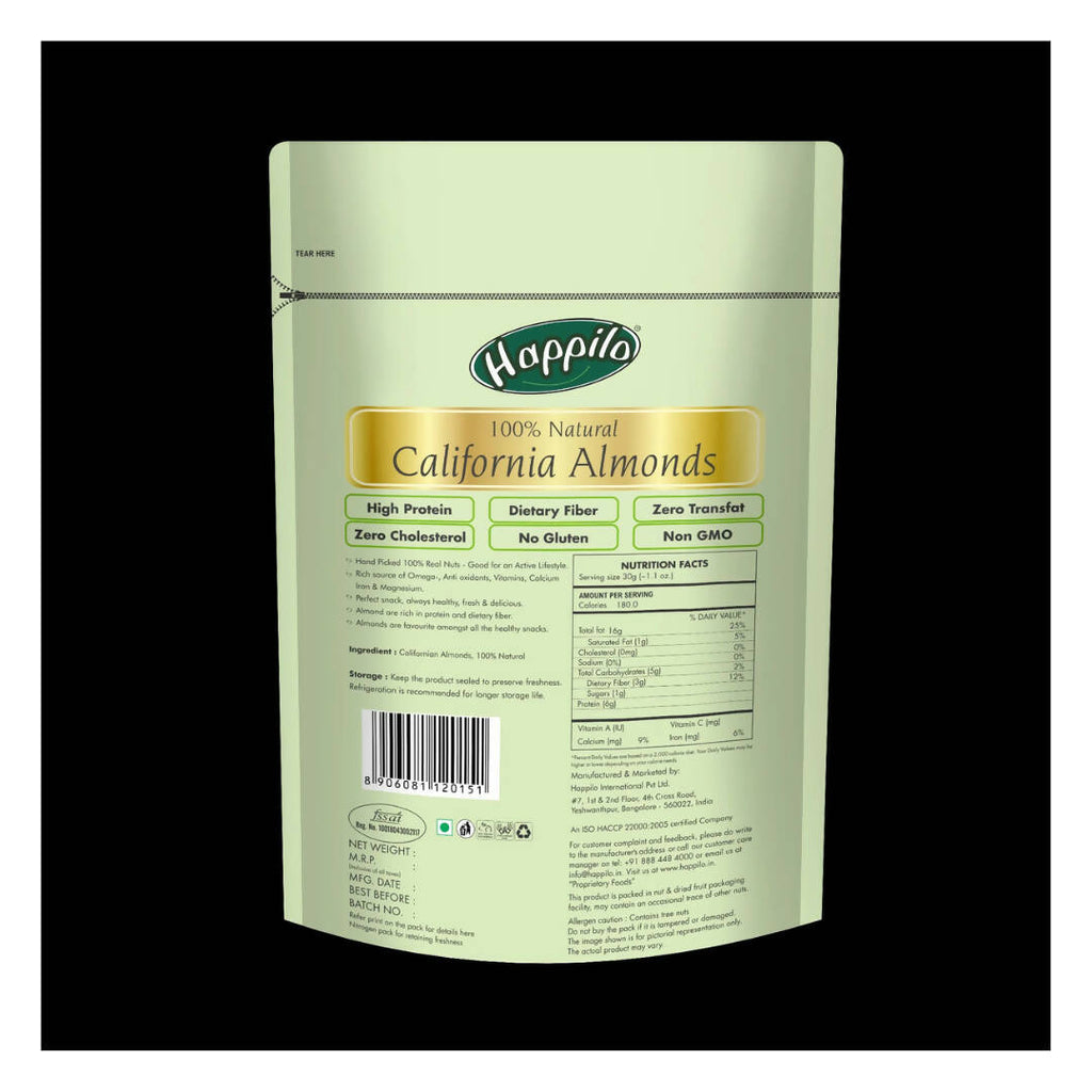 Happilo 100% Natural Premium California Almonds - Distacart