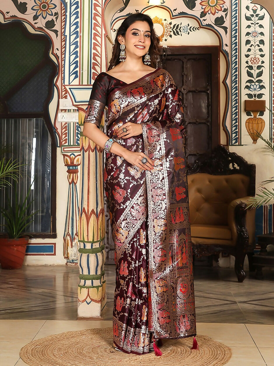 Shree Shyam Fashion Maroon Silk Saree - Distacart