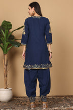 Joban Fashion Navy Blue Georgette Kurta Set - Distacart