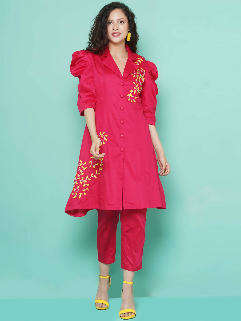 Women Republic Pink Cotton Silk Embroidered and Embellished Coord Set - Distacart