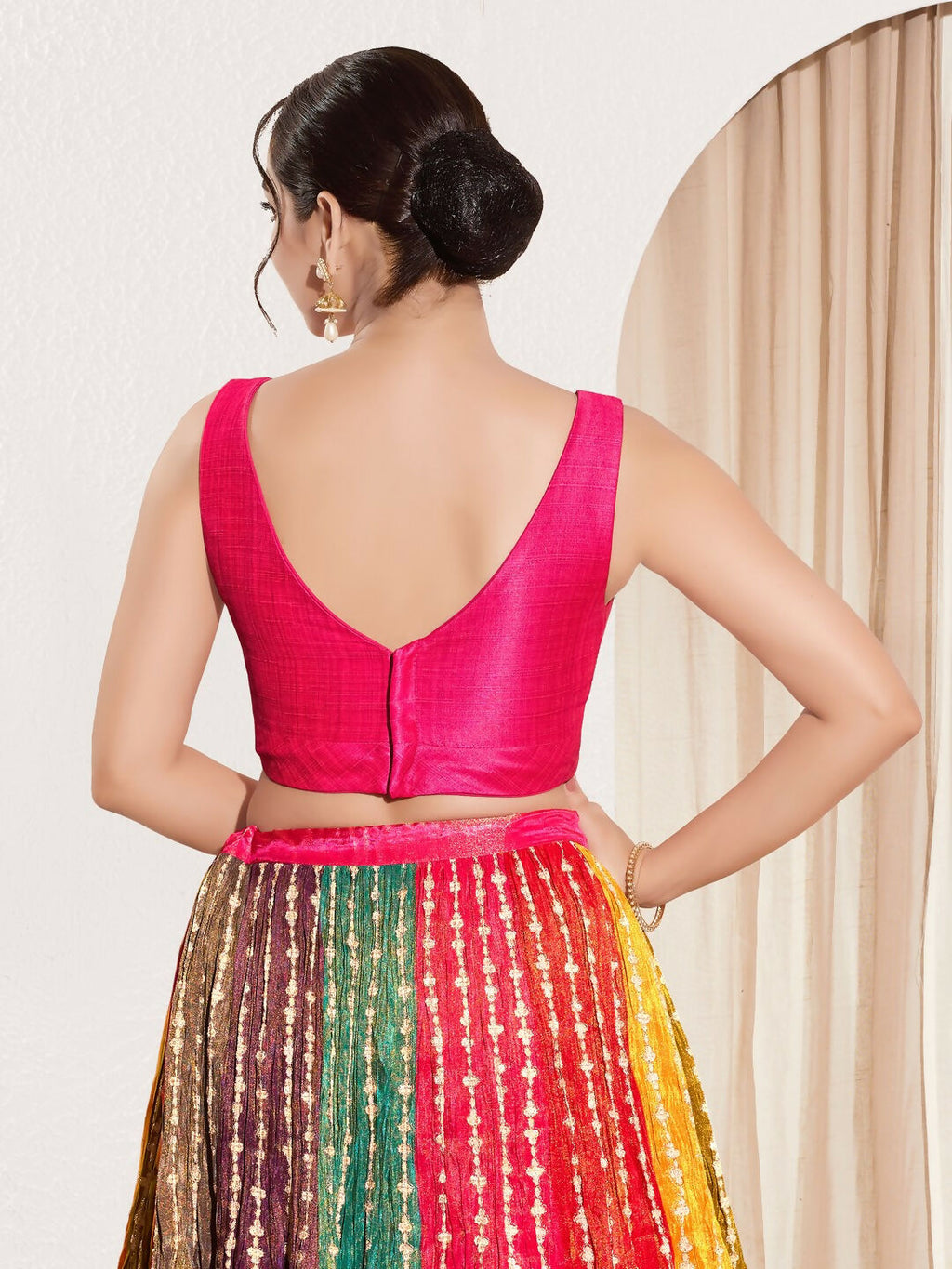 Joban Fashion Dark Pink Mulberry Silk Padded Blouse With Round Neck Sleeveless - Distacart