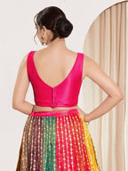 Joban Fashion Dark Pink Mulberry Silk Padded Blouse With Round Neck Sleeveless - Distacart