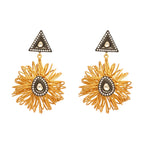 Nuyug 18K Gold-Plated Stones & American Diamond Studded Contemporary Wire Drop Earrings - Distacart
