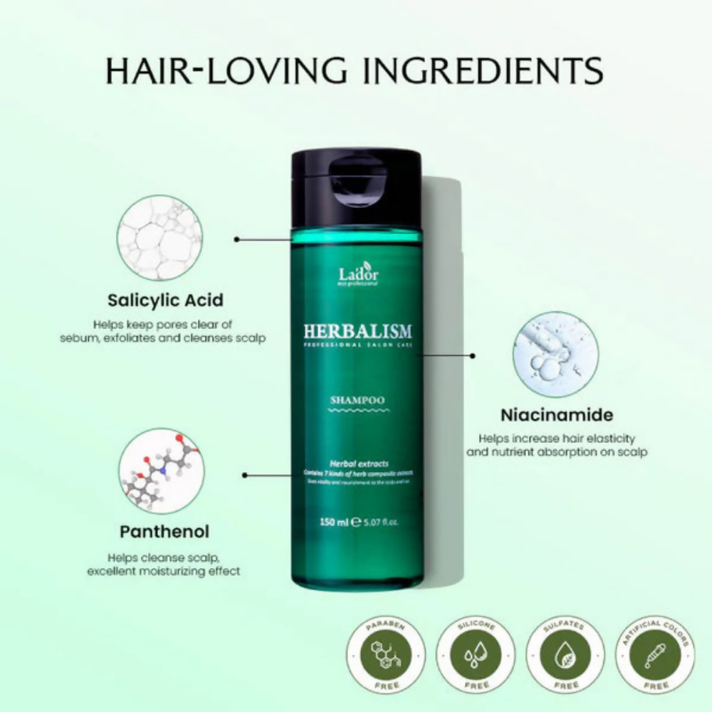 La'dor Herbalism Clarifying Shampoo - Hair Fall Control Korean Shampoo