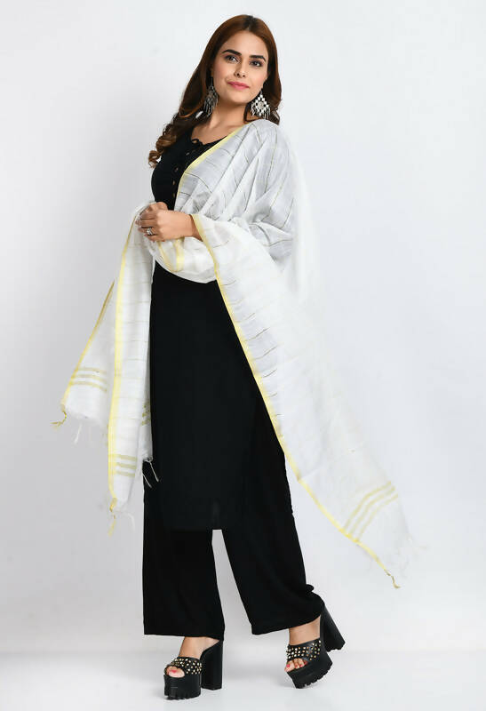 Mominos Fashion Moeza Women's Cotton Zari Box White Dupatta - Distacart