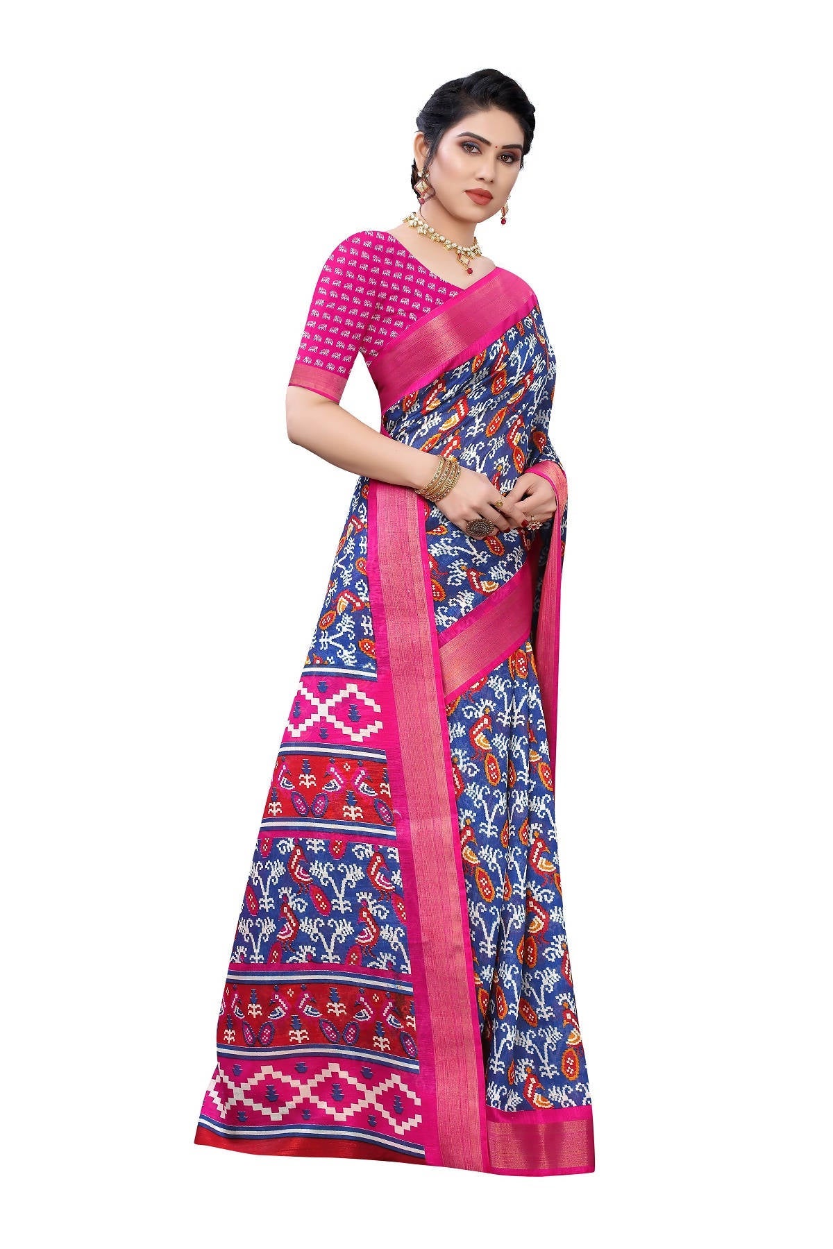Vamika Blue Linen Jari Border Saree (JANKI Blue) - Distacart