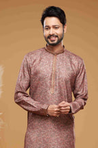 Raivat Ethnic Art Silk Digital Print Pintux Work Kurta Pajama In Onion Pink Colour