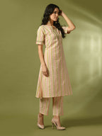 Myshka Women's Multi Printed Cotton Straight Party Kurta Set