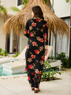 The52 Black Women's Gorgeous Printed Silk Blend Fabric Straight Kurta, Pant and Dupatta Set - Distacart