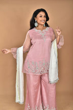 Morchari Women And Hand Embroidery Palazzo Set-Peach