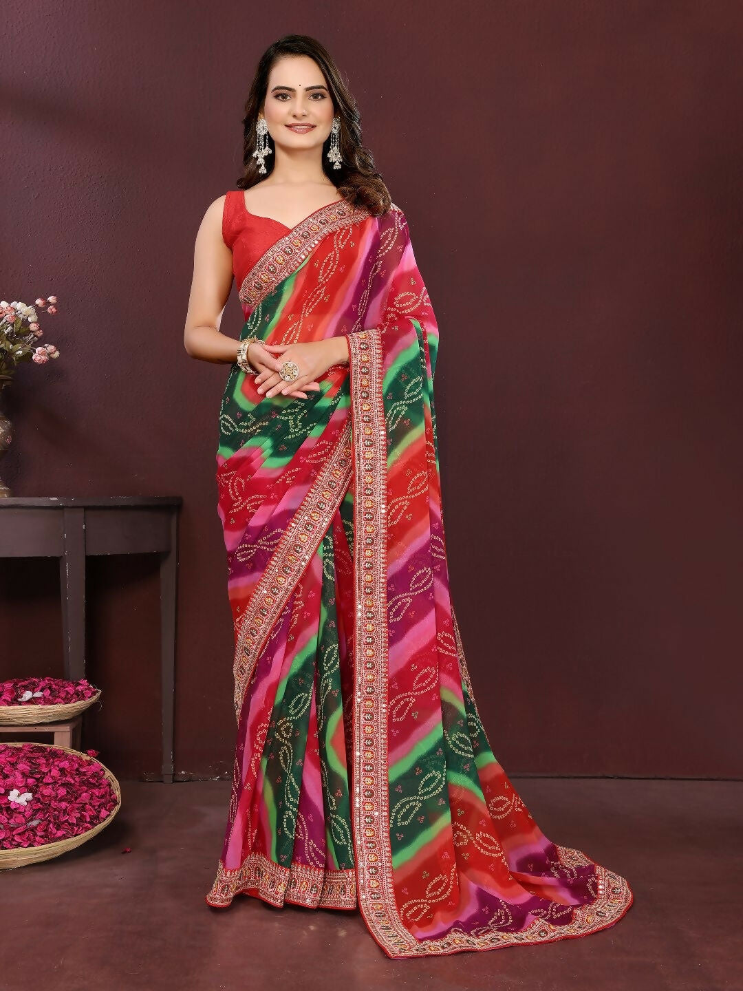 Ai Fashion Multi Georgette Digital Print Party Wear Saree - Distacart