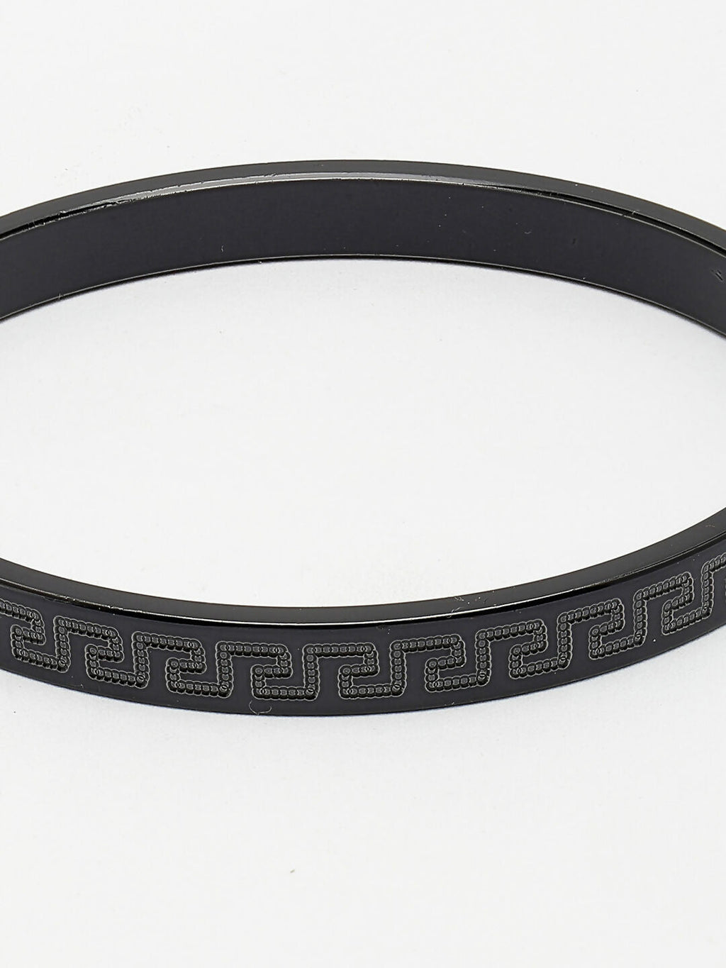 NVR Men's Black Rhodium-Plated Stainless Steel Kada Bracelet - Distacart