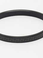NVR Men's Black Rhodium-Plated Stainless Steel Kada Bracelet - Distacart