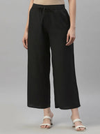 Juniper Women's Black Rayon Straight Solid Pant/Slim Pant - Distacart