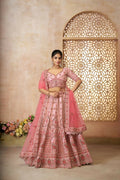 Kesar Fab Pink Silk Embroidered Lehenga