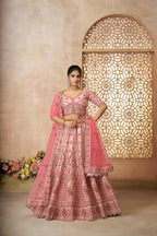 Kesar Fab Pink Silk Embroidered Lehenga