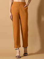 Myshka Women's Mustard Straight Fit Party Trouser