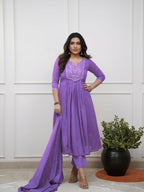 The52 Women's Beautiful Cotton Fabric Embroidery Work Straight Kurta Pant and Dupatta Set - Distacart