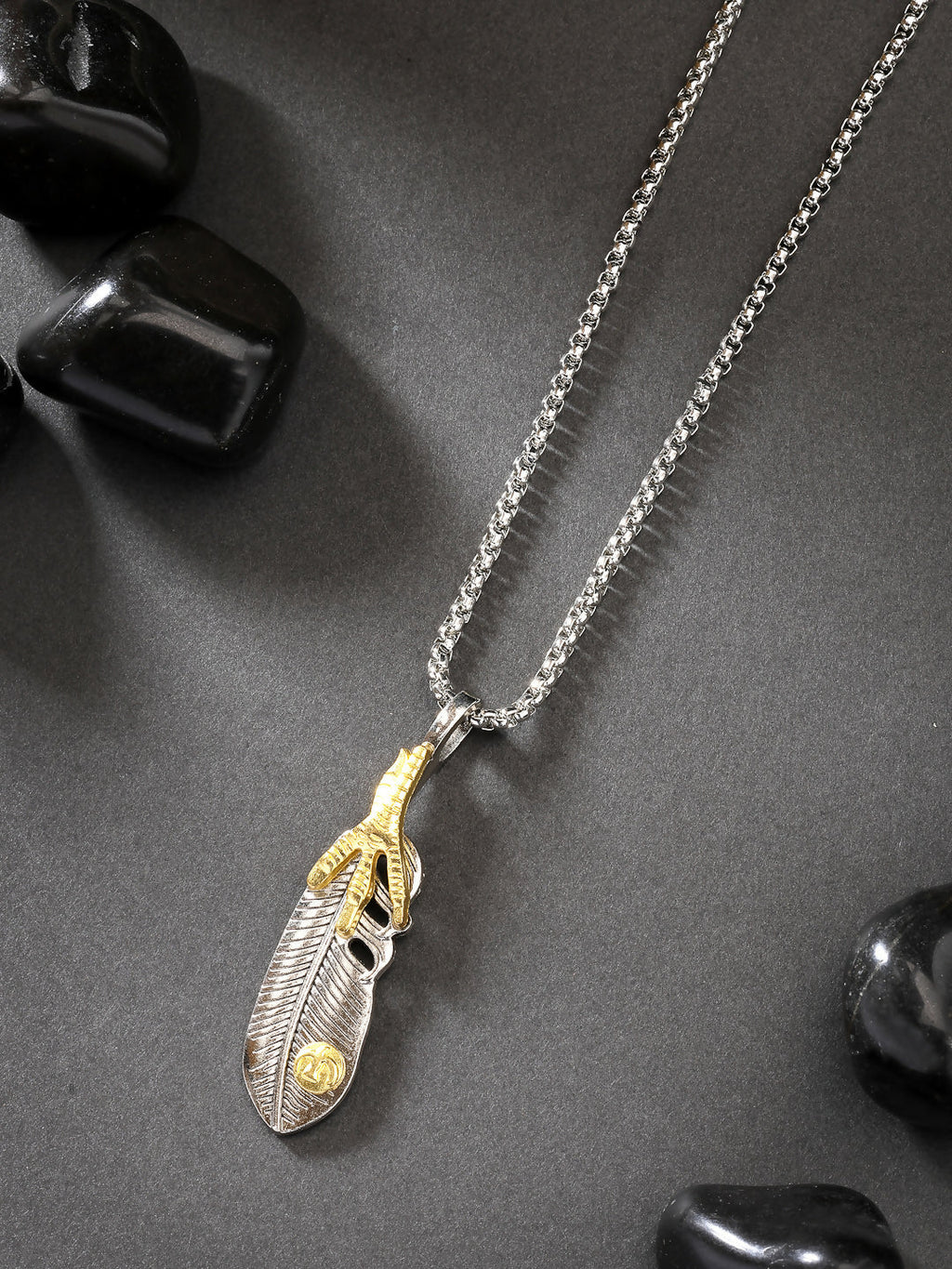 NVR Men's Silver-Plated Stainless Steel Pendant with Chain