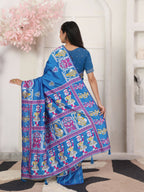 Shree Shyam Fashion Silk Blend Blue Saree - Distacart