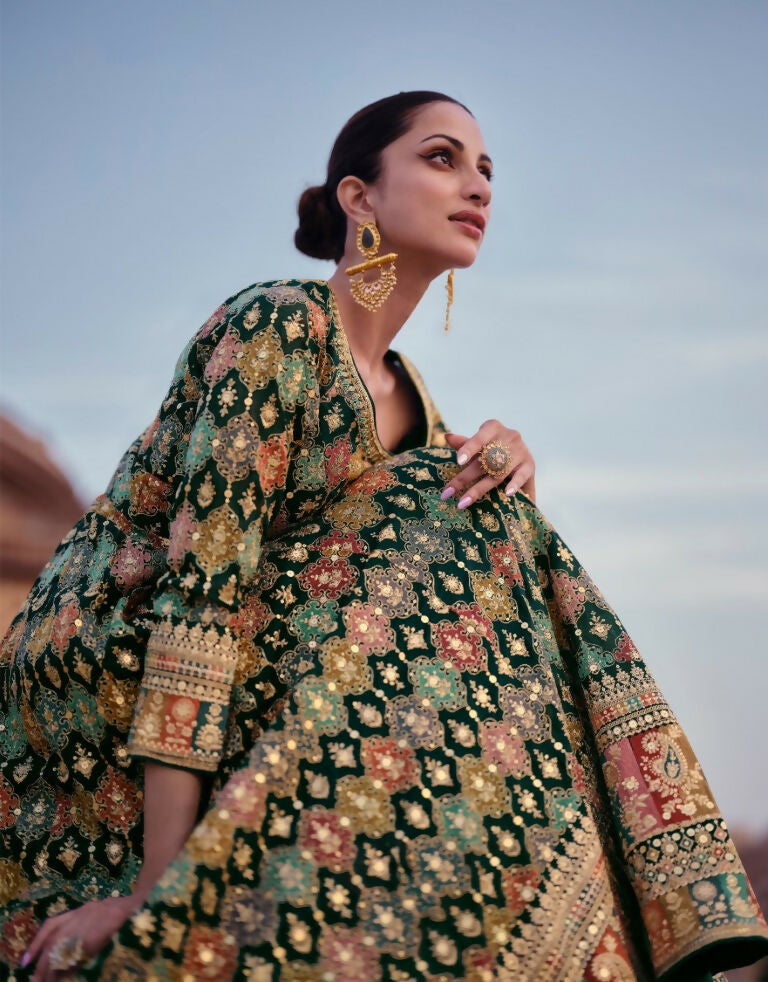 Vastranavya Traditional Faux Georgette Embroidered Sequence work Anarkali Gown