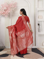 Shree Shyam Fashion Lichi Silk Red Saree - Distacart