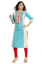 Snehal Creations Tantalising T. Blue Textured Cotton Straight Tunic - Distacart