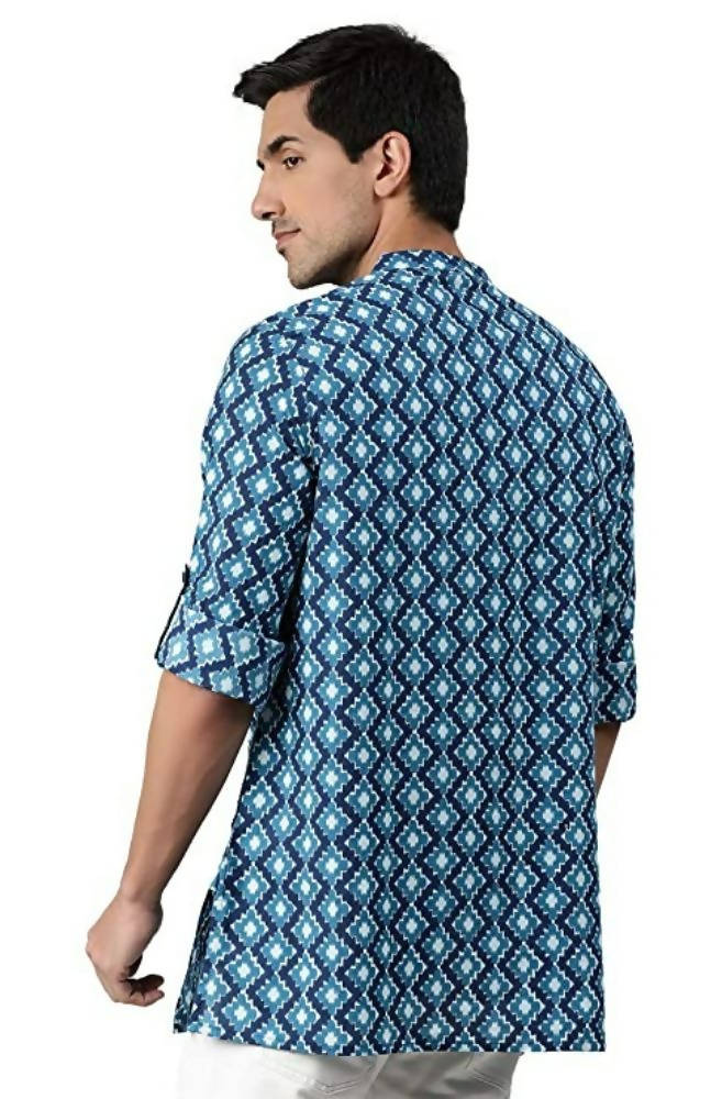 Janasya Men's Blue Cotton Kurta - Distacart