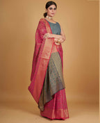 Pink Silk Woven Design Saree With Unstitched Blouse Piece - Akshita