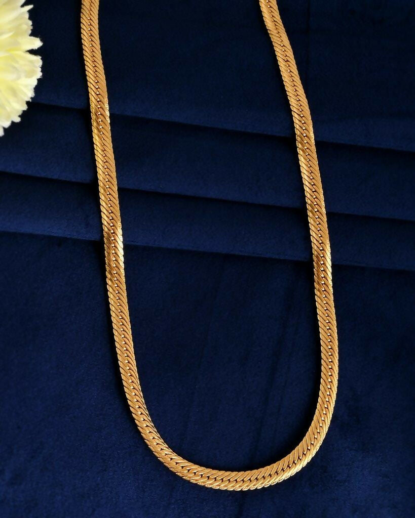 VOJ Gold-Polished Thick Flat Snake Chain