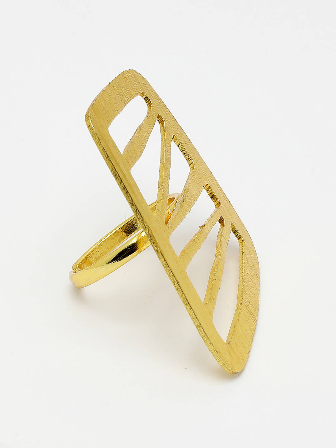NVR Women Gold-Polished Solid Adjustable Finger Ring