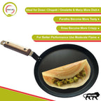 Amicus Pure Iron Tawa for Dosa Roti Chapati Paratha, Flat Iron Dosa Tava with Wooden Handle