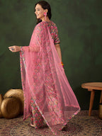 Sangria Printed Straight Kurta & Trouser With Dupatta