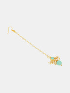 Ruby Raang Traditional Green Drop Maang Tikka And Earrings - Distacart
