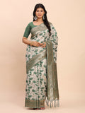 Shree Shyam Fashion Linen Cotton Green Saree - Distacart